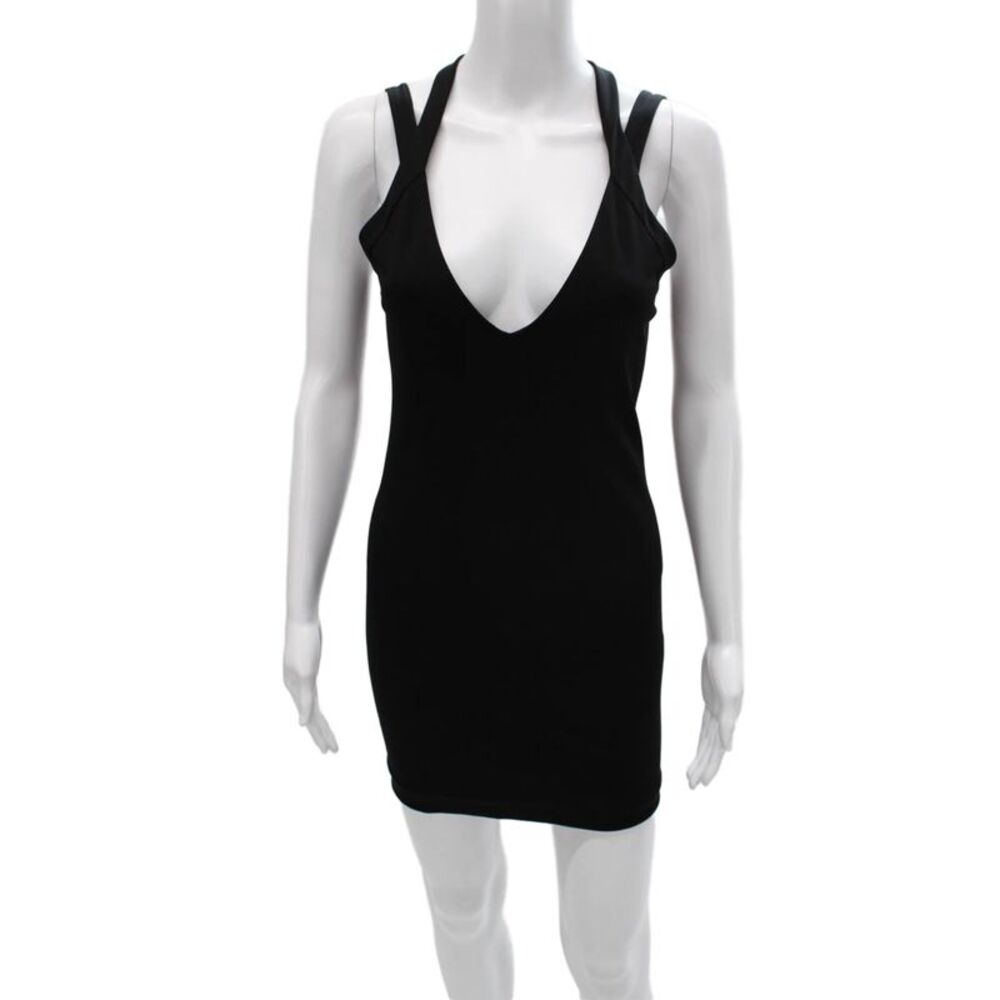 GAUGE81 Womens Bodycon Dress Black V-Neck Sleeveless Knee Length Size S